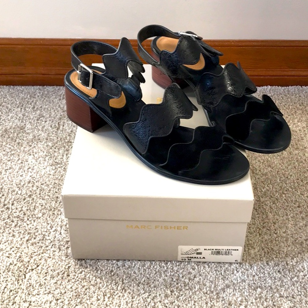 Marc Fisher Black Leather Sandals